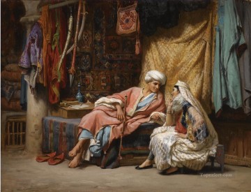 Árabe Painting - EN EL ZOCO DE TÚNEZ Frederick Arthur Bridgman Árabe
